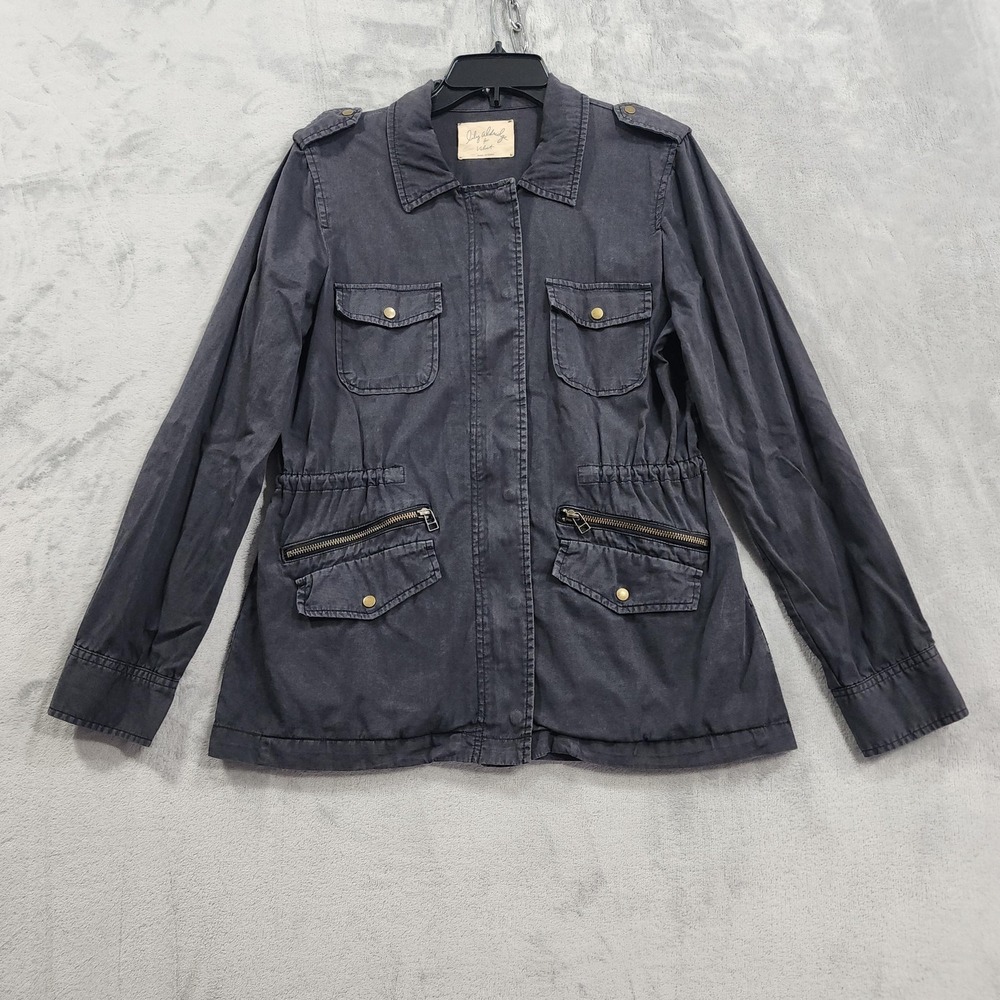 Velvet By Graham & Spencer Jacket Womens M Black Military Utility‎ Zip Cargo